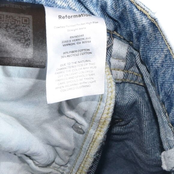 Reformation Cowboy Slouchy Wide Leg Jeans Women's Size 28 Medium Wash - Picture 9 of 9